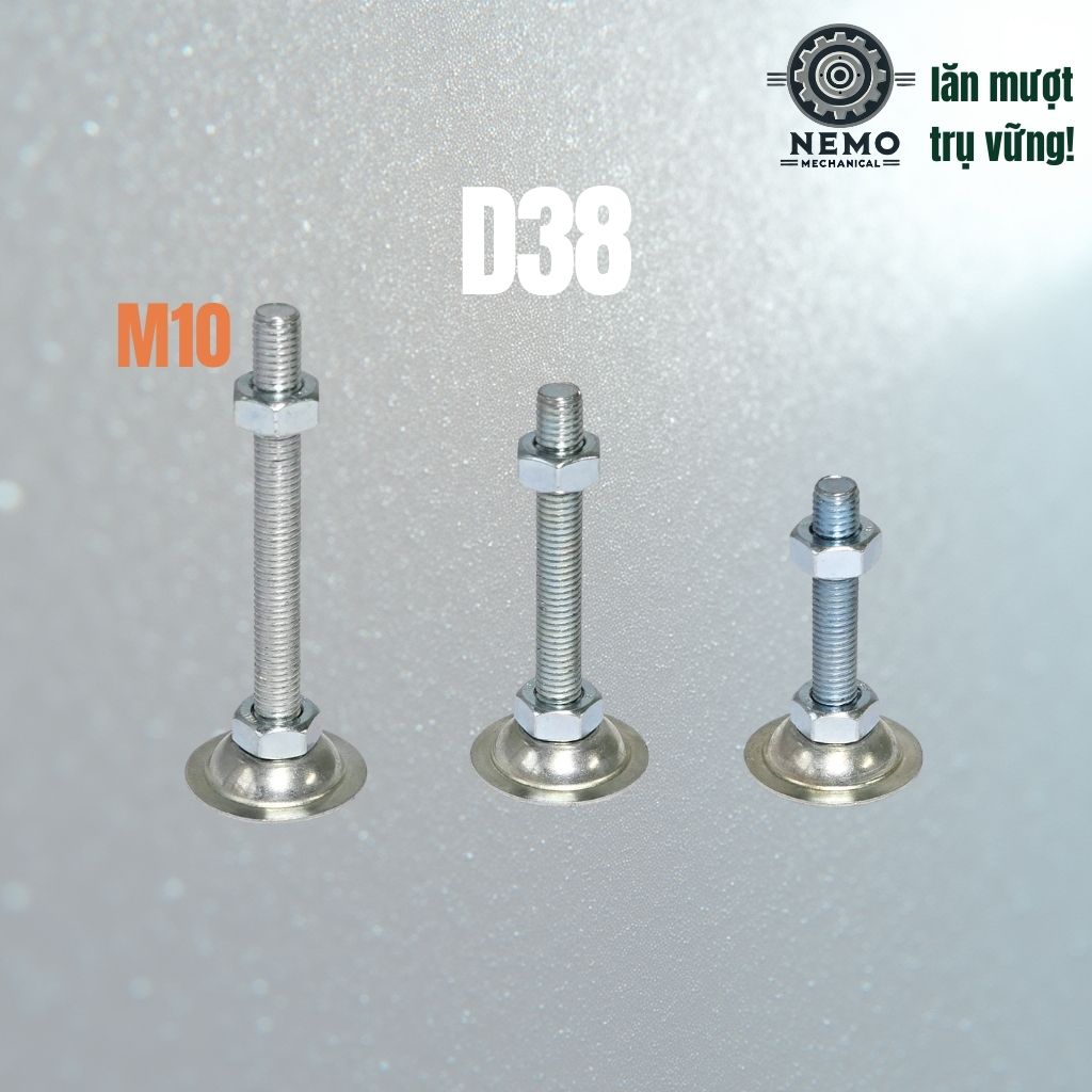 Chân Tăng Chỉnh Đế Thép Mạ Kẽm – Giải Pháp Cân Bằng Bàn Thao Tác & Băng Tải (M10, M12, M16)